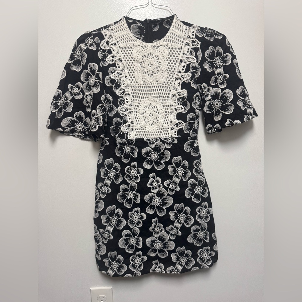 Zara Black and White Crochet Dress